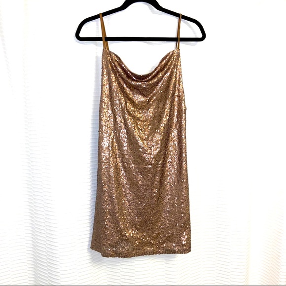 Urban Outfitters Dresses & Skirts - Rose gold sequin cowl neck mini dress